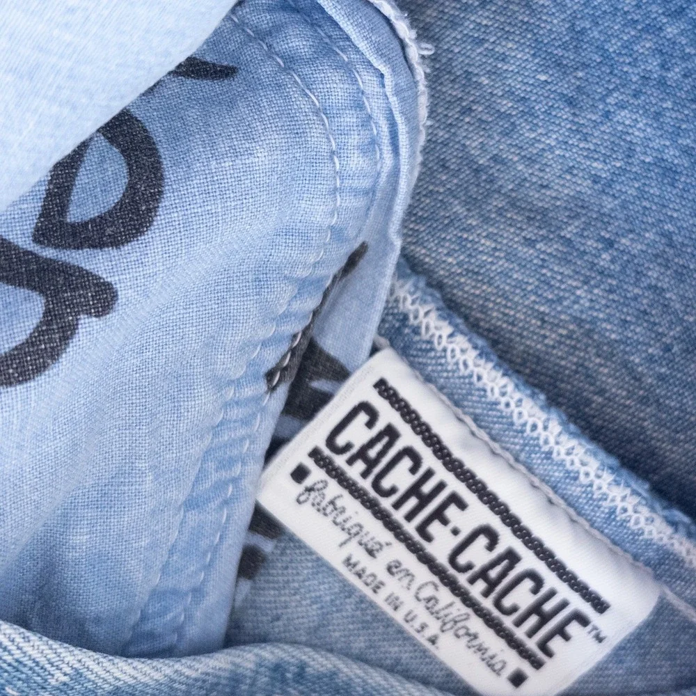 Vintage Cache-Cache Overalls Blue Denim Colorblock Question Print Kids 24 Months